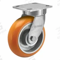 ALBION Caster: Debris-Resistant/Quiet-Roll/Shock-Absorbing, Kingpinless Swivel, Polyurethane, Ball (MPN 170AN08228S). Key specifications — Wheel/Tread Color: Orange; Brand: ALBION.
