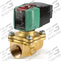REDHAT Solenoid Valve: 2-Way, Normally Open, 1/2 in Pipe Size, 100 to 240V AC/DC, High Flow (MPN SU8210P034 100-240). Key specifications — attr985516: 1/2 in; attr985521: 100 to 240V AC/DC; attr985484: REDHAT.