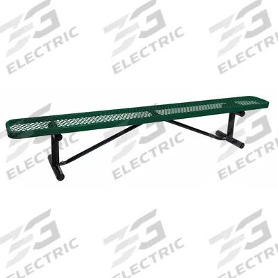 GRAINGER Outdoor Bench: 96 in Overall Lg, 16 3/8 in Overall Ht, Green, Black - Thermoplastic Coated Steel Benches