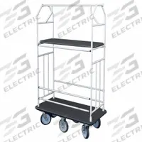 GLARO Bellman Cart: 1 in Frame Dia, 41 in Overall Lg, 25 in Overall Dp, 71 in Overall Ht, Black (MPN 5460-SA). Key specifications — Brand: GLARO; Frame Finish: Satin; Product Type: Bellman Cart; Caster Type: (6) Swivel.