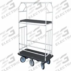 GLARO Bellman Cart: 1 in Frame Dia, 41 in Overall Lg, 25 in Overall Dp, 71 in Overall Ht, Black (MPN 5460-SA). Key specifications — Brand: GLARO; Frame Finish: Satin; Product Type: Bellman Cart; Caster Type: (6) Swivel.