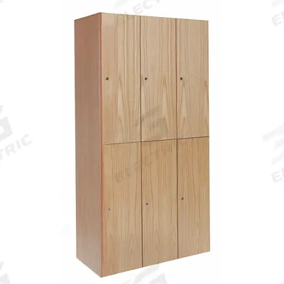 HALLOWELL Wardrobe Locker: 45 in x 18 in x 72 in, Solid, 2 Tiers, 3 Units Wide, Keyed - Solid Wood Wardrobe Lockers