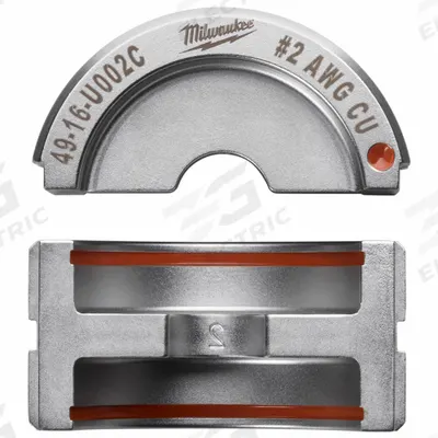 MILWAUKEE Upper and Lower Crimping Die: 2 AWG, U Style Dies - Milwaukee Replacement Crimping Dies