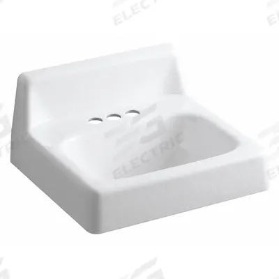 KOHLER Bathroom Sink: Hudson, White, Cast Iron, 19 in Overall Lg, 17 in Overall Wd - One-Station Wall-Mounted Bathroom Sinks without Faucets