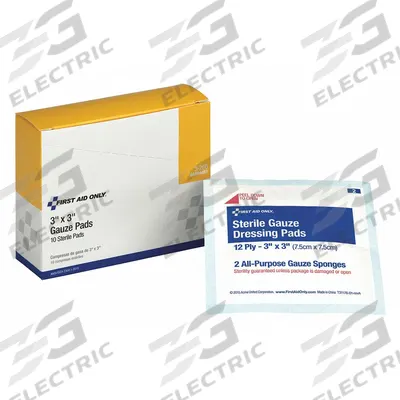 FIRST AID ONLY Gauze Pad: 3 in Dressing Lg, 3 in Dressing Wd, Gauze, Sterile - Gauze Pads