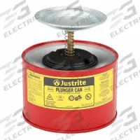 JUSTRITE Plunger Can: 1/2 gal Capacity, Powder Coated Steel, Red (MPN 10208). Key specifications — Brand: JUSTRITE; Product Type: Plunger Can.