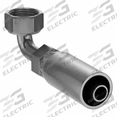 KURT Hydraulic Crimp Fitting: Carbon Steel, 90° Elbow, -6 For Hose Dash Size - Kurt Crimp Hydraulic Hose Fittings with ORS Connection