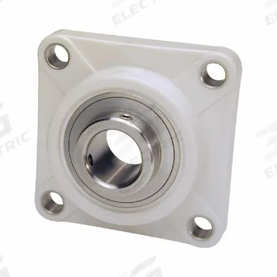 IPTCI BEARINGS 4 Bolt Flange Bearing: Radial Ball, 1 1/2 in Bore, PBT Plastic - Washdown Flange-Mount Ball Bearings