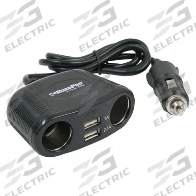 ROADPRO Power Adapter: Power Splitter and Charger, 2 Connections, 12 in Cord Lg - 12V Auxiliary Splitter & Charger Combos