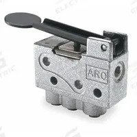 ARO Manual Air Control Valve: 200, Three-Way / Two-Position, Lever, Black, 4 scfm Flow Rate - Max (MPN 201-2-C). Key specifications — attr1092903: Black; attr1086905: Spring Return; attr1086907: 200; attr1086914: Normally Open/Normally Closed; attr1086904: Manual Air Control Valve; attr1086871: 201-2-C.