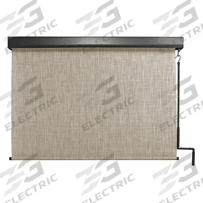 KEYSTONE FABRICS Exterior Sun Shade: Caribbean, 48 in Valence Wd, Pole and Crank - Titanium Plus Series