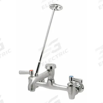 ZURN Straight Service Sink Faucet: Wall, Centerset, Brass, Rough Chrome, 2.2 gpm Flow Rate - Widespread Utility Faucets