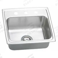 ELKAY Bowl Drop-In Sink: 19 1/2 in Overall Lg, 19 in Overall Wd, 5 3/8 in Bowl Dp, 16 in Bowl Lg (MPN LRAD1919553). Key specifications — Brand: ELKAY; Color Family: Silver/Gray.