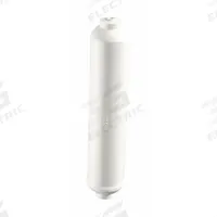 CULLIGAN Inline Water Filter: 0.5 gpm, 10 1/2 in Overall Ht, 2 1/4 in Overall Dia (MPN IC-100A). Key specifications — Product Type: Inline Water Filter; Filter Media: Carbon; Brand: CULLIGAN; Reduces: Chlorine Taste.