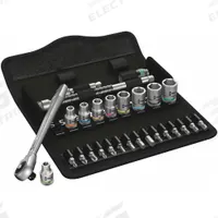WERA Socket Wrench Set: 1/4 in Drive, 28 Piece, 6-Point, Metric, 5 mm to 13 mm (MPN 05004017001). Key specifications — attr1224269: 1/4 in; attr1204638: Drive Tools Included; attr1227399: Zyklop; attr1204650: 5 mm to 13 mm; attr1204658: 11 Bits; attr1204673: Socket Bits Not Included; attr1204681: Wrenches Not Included; attr1204688: WERA.