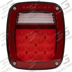 MAXXIMA Stop/Tail/Turn/Back-Up Light: LED, Stop, Turn, and Tail Combo Light, Red, Rectangular, Stud (MPN M42222). Key specifications — Standards: SAE J593; Electrical Connection: 5-Pin Connector; Brand: MAXXIMA; Installation Type: Permanent; Lens Color: Red; Mount Type: Stud; Lighting Technology: LED; Light Type: Stop, Turn, and Tail Combination Light.