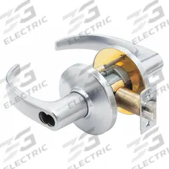 STANLEY SECURITY SOLUTIONS Door Lockset: Storeroom Lever Locksets, Chrome, ADA Compliant, LFIC (MPN 9K37D14KS3626). Key specifications — Ligature Resistance: Not Ligature-Resistant; Brand: STANLEY SECURITY SOLUTIONS; Lockset Function ANSI Code: F86; Visual Indicator Message: No Message; Lockset Style: Curved Return; ADA Compliant: Yes; Finish: Satin Chromium-Plated : Zinc Alloy.