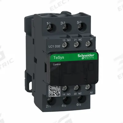 SCHNEIDER Magnetic Contactor: Non-Reversing, 3 Poles, 3NO Contacts, 32 A - Non-Reversing IEC Contactors