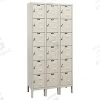HALLOWELL Box Locker: 36 in x 18 in x 78 in, 6 Tiers, 3 Units Wide, Louvered, Padlock Hasp, Tan, Tan (MPN U3288-6A-PT). Key specifications — Locker Color: Tan; Door Type: Louvered; Includes Number Plates: Yes; Brand: HALLOWELL; Assembled: Assembled; Color Family: Tan.