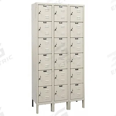 HALLOWELL Box Locker: 36 in x 18 in x 78 in, 6 Tiers, 3 Units Wide, Louvered, Padlock Hasp - Louvered Metal Box Lockers