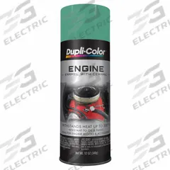 DUPLI-COLOR Automotive Paint: Interior, Engine Accessories/Engine Blocks, Solvent, Solvent-Based (MPN EDE161807). Key specifications — Color: Alpine Green; Coverage Area: 12 to 15 sq ft; Compatible Surface Material: Metal; Finish Texture: No Texture; Sheen: Gloss; Surface Texture: Smooth; Brand: DUPLI-COLOR.