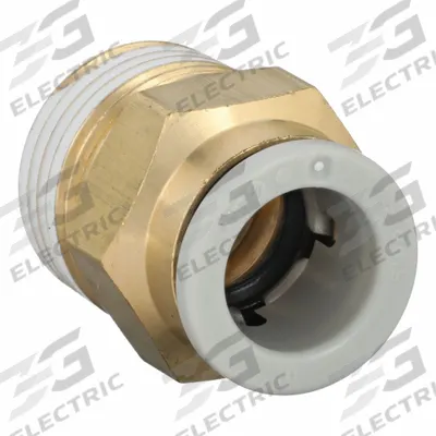 SMC Push-Fit Adapter Fitting: 10 mm OD x 3/8 in Pipe Size, Push-to-Connect x BSPT - Polybutylene & Brass Tube Fittings