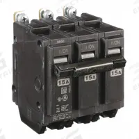 GE Miniature Circuit Breaker: THQB, 15 A, 120/240V AC, Three Phase, 10kA at 120/240V AC, Std (MPN THQB32015). Key specifications — attr195972: 15 A; attr195973: 120/240V AC; attr195974: Three; attr195975: 10kA at 120/240V AC; attr195976: Load Centers.