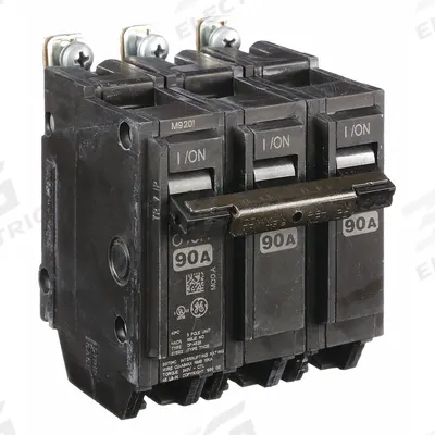 GE Miniature Circuit Breaker: THQB, 90 A, 120/240V AC, Three Phase, 10kA at 120/240V AC - THQB & THHQB Series, Bolt-On GE Miniature Circuit Breakers