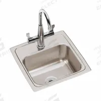 ELKAY Bar Sink: 15 in Overall Lg, 15 in Overall Wd, 7 in Bowl Dp, 12 in Bowl Lg, 1 Bowls, 18 ga (MPN BLR150C). Key specifications — Faucet Operation: Dual Manual Handle; Brand: ELKAY; Color Family: Silver/Gray.