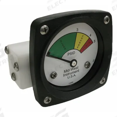 MIDWEST INSTRUMENT 3-Color Differential Pressure Indicator: 1,000 psig Max - Differential Pressure Indicators