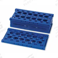 Tube Rack: 5 3/8 in Overall Wd, 2 7/8 in Overall Ht, 10 in Overall Lg, Polypropylene, Blue, Benchtop (MPN HS24320B). Key specifications — Material: Polypropylene; Mounting Location: Benchtop; Color: Blue; Product Type: Test Tube Rack; Total Holding Capacity: (21) 15 mL Tubes; Brand: HEATHROW SCIENTIFIC.
