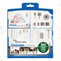 DREMEL General Purpose Attachment Set: Gen Purpose Attachment Set, 160 Pieces, Case Included (MPN 710-08). Key specifications — attr1097321: 407-1/2 in 60 Grit Sanding Band and Mandrel; attr1097325: Case Included; attr1097330: DREMEL.