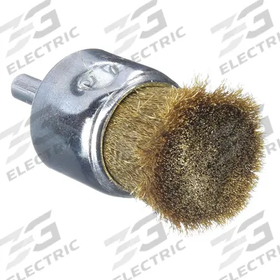 WEILER End Brush: Crimped Brass, 1/2 in Dia, 0.005 in Fill Dia - Nonsparking Light-Cleaning Brushes for Soft Metals