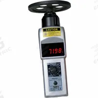 NIDEC-SHIMPO Tachometer: +/-0.006% RPM Accuracy, 1 RPM, 25,000 RPM Max Contact RPM, Included, NIST (MPN DT-207LR-S12). Key specifications — Includes: Master Wheel (6 in cir.); Brand: NIDEC-SHIMPO; Digital Display Screen Type: LED; RPM Accuracy: +/-0.006%; RPM Resolution: 1 RPM; Calibration Certificate: Included.