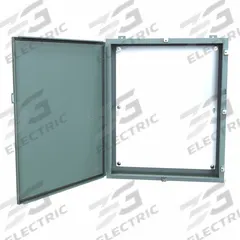 HAMMOND Electrical Enclosure: Steel, 36 in x 30 in x 8 in, NEMA 12/13/3R/4, w/Panel, Solid Cover (MPN 1418N4M8). Key specifications — Closure Method: Clamps; Brand: HAMMOND; Knockouts: Not Included.