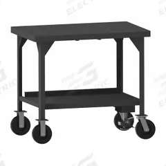 DURHAM MFG Workbench: Fixed Ht, Steel, 48 in x 30 in, 5,600 lb Overall Load Capacity (MPN HDWBMFL-3048-8PH-95). Key specifications — Unit Type: Not Expandable or Modular; Includes: (2) Drawer Mounting Brackets; Assembly: Fully Assembled; Wheel Material: Phenolic; Frame Material Finish: Powder Coated; Mobility: Casters; Height Adjustability: Fixed Height; Brand: DURHAM MFG.