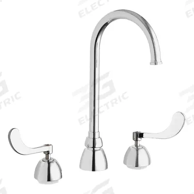 CHICAGO FAUCETS Gooseneck Kitchen/Bathroom Faucet: 786, Cast Brass, Widespread, Deck - Widespread Kitchen Faucets