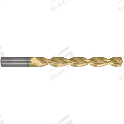 CLEVELAND Jobber Length Drill Bit: #27, 135° Split Point, TiN-Coated Cobalt - Cobalt Jobber-Length Drill Bits for Deep Hole-Drilling