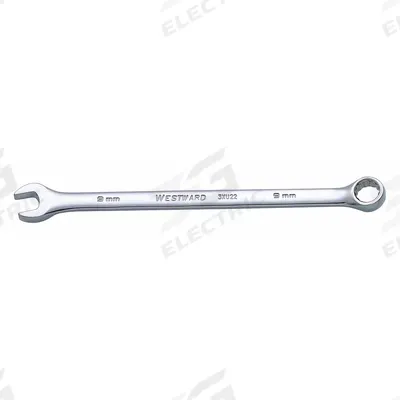 WESTWARD Combination Wrench: Alloy Steel, Chrome, 9 mm Head Size, 6 1/2 in Overall Lg - Metric 12-Point Combination Wrenches