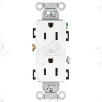 BRYANT Receptacle: Duplex, 5-15, White, 125V AC, 15 A, 2 Pole / 3 Wire (MPN CRS15W)