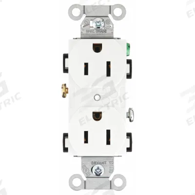 BRYANT Receptacle: Duplex, 5-15, White, 125V AC, 15 A, 2 Pole / 3 Wire (MPN CRS15W) - General Purpose Receptacles