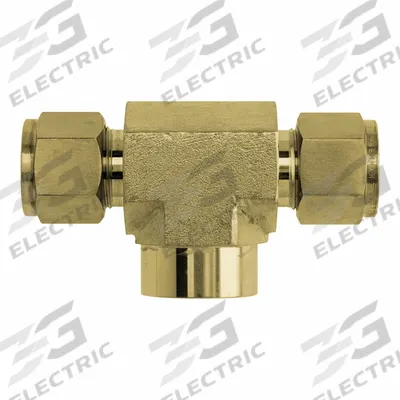 BRENNAN INDUSTRIES Compression Tee Fitting: 3/8 in OD x 3/8 in OD x 3/8 in Pipe Size - Clean & Bagged Double-Ferrule Brass Compression Fittings