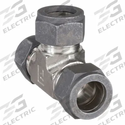 PARKER Compression Tee Fitting: 1/8 in OD x 1/8 in OD x 1/8 in OD Fitting Size - Single-Ferrule Stainless Steel Fittings
