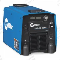 MILLER ELECTRIC Multiprocess Welder: XMT 450 CC/CV, DC, Power Source Only (MPN 907481). Key specifications — Maximum Amperage (Stick): 600 A; Maximum Amperage (TIG): 600 A; Input Voltage (Nominal) (Merch - Table Column, Filters): 230V.