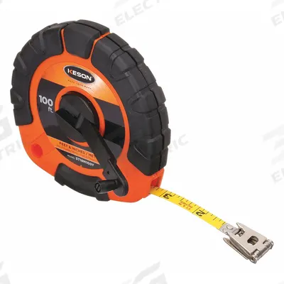 KESON Long Tape Measure: Manual, ST18M100Y, Metric/SAE, 100 ft / 30 m, 1/8 in/2 mm - Closed-Reel Long Tape Measures