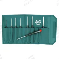 WIHA Precision Screwdriver Set: 1-10 Pieces, 8 Pieces, Hex Tip, Ergonomic Grip, Pouch (MPN 26499). Key specifications — attr1205274: WIHA; attr1205269: 3/32 in.