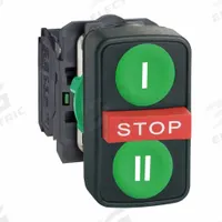 SCHNEIDER ELECTRIC Multihead Operator: 3 Buttons, 22 mm, 2NO/1NC, Non-Metallic (MPN XB5AA731327). Key specifications — AC Contact Rating: 3 A @ 240 V; Action: Momentary/Momentary/Momentary; DC Contact Rating: 0.1 A @ 600 V; Legend: I/Stop/II; Operator Illumination: Non-Illuminated; Product Type: Multihead Operators; Series: XB5; Manufacturer Part Number: XB5AA731327.