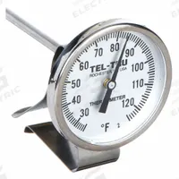 TEL-TRU Laboratory Dial Thermometer: 25°F to 125°F, +/- 1% Accuracy, 12 in Stem Lg, Fahrenheit (MPN GT100R-12/16121260). Key specifications — Accuracy: +/- 1%; Brand: TEL-TRU; Temperature Units: Fahrenheit.