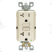 LEVITON GFI Receptacle: Decorator Duplex, 5-20, Light Almond, GFCI, 125V AC, 20 A, 2 Pole / 3 Wire (MPN GFTR2-T)