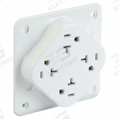 HUBBELL Receptacle: Quad, 5-20, White, 125V AC, 20 A, 2 Pole / 3 Wire (MPN HBL420W) - General Purpose Receptacles